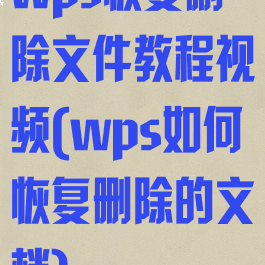 wps恢复删除文件教程视频(wps如何恢复删除的文档)