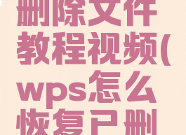 wps恢复删除文件教程视频(wps怎么恢复已删除文件)