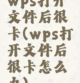 wps打开文件后很卡(wps打开文件后很卡怎么办)