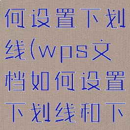 wps文档如何设置下划线(wps文档如何设置下划线和下划线)