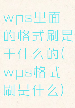 wps里面的格式刷是干什么的(wps格式刷是什么)