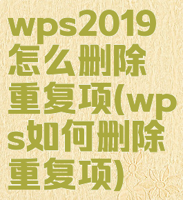 wps2019怎么删除重复项(wps如何删除重复项)