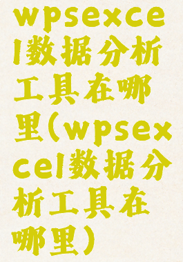 wpsexcel数据分析工具在哪里(wpsexcel数据分析工具在哪里)