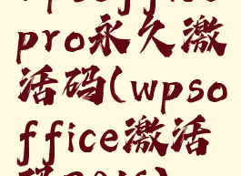 wpsofficepro永久激活码(wpsoffice激活码2016)