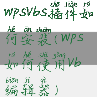 wpsvbs插件如何安装(wps如何使用vb编辑器)