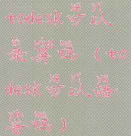 todesk可以录屏吗(todesk可以语音吗)