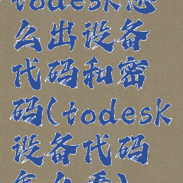 todesk怎么出设备代码和密码(todesk设备代码怎么看)