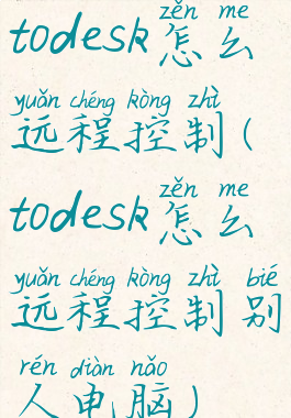 todesk怎么远程控制(todesk怎么远程控制别人电脑)