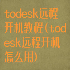 todesk远程开机教程(todesk远程开机怎么用)