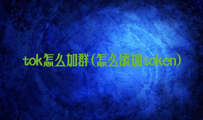 tok怎么加群(怎么添加token)