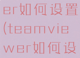 teamviewer如何设置(teamviewer如何设置密码)