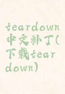 teardown中文补丁(下载teardown)