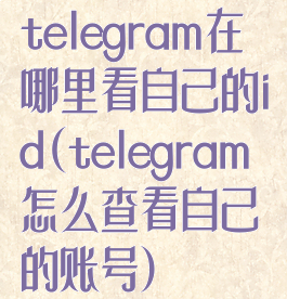 telegram在哪里看自己的id(telegram怎么查看自己的账号)