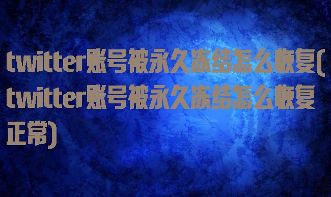 twitter账号被永久冻结怎么恢复(twitter账号被永久冻结怎么恢复正常)