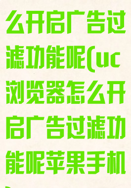 uc浏览器怎么开启广告过滤功能呢(uc浏览器怎么开启广告过滤功能呢苹果手机)