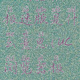uc浏览器极速版是什么意思(uc浏览器极速版快吗)