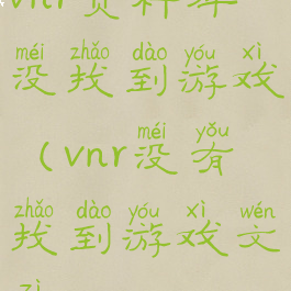 vnr资料库没找到游戏(vnr没有找到游戏文字)