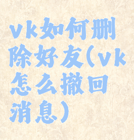 vk如何删除好友(vk怎么撤回消息)