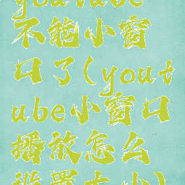 youtube不能小窗口了(youtube小窗口播放怎么设置大小)