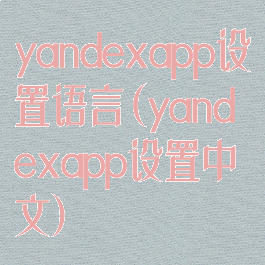 yandexapp设置语言(yandexapp设置中文)