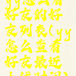 yy怎么看好友的好友列表(yy怎么查看好友最近上线时间)