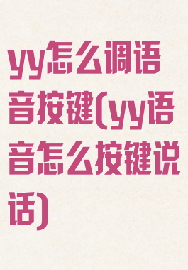 yy怎么调语音按键(yy语音怎么按键说话)
