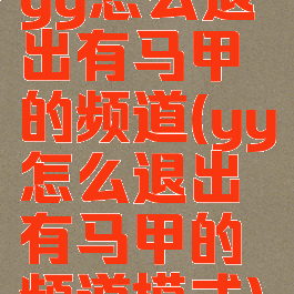 yy怎么退出有马甲的频道(yy怎么退出有马甲的频道模式)