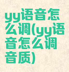 yy语音怎么调(yy语音怎么调音质)